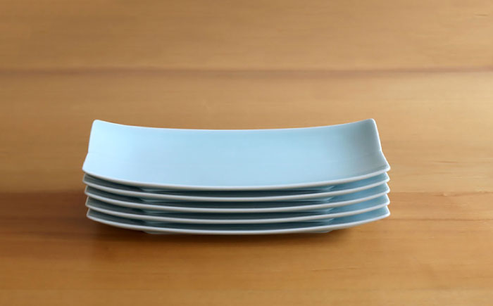 【白山陶器】【長方皿】長焼皿 青白釉 5枚セット [TA151]