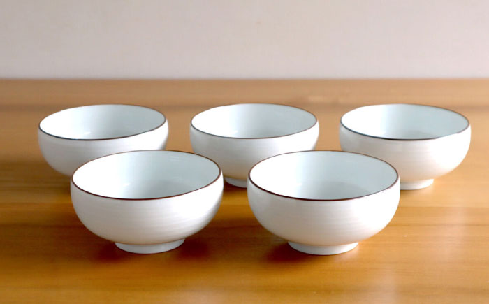 白山陶器】【定番のシリーズ】白磁千段 汁碗 5枚セット【波佐見