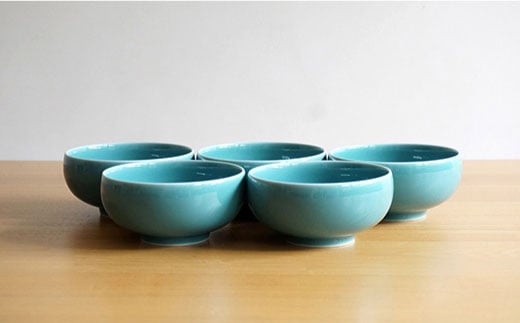白山陶器】汁碗 5ピースセット 青磁 食器 茶碗 【波佐見焼】 [TA67 