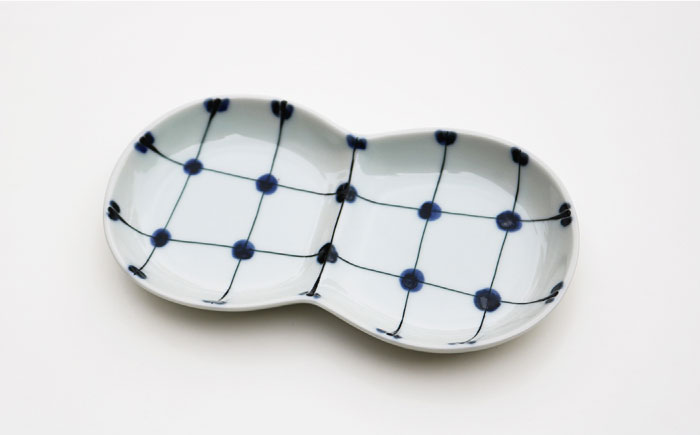 【波佐見焼】点格子 ミニ プレート・そばちょこ ペアセット【協立陶器】 [TC55]