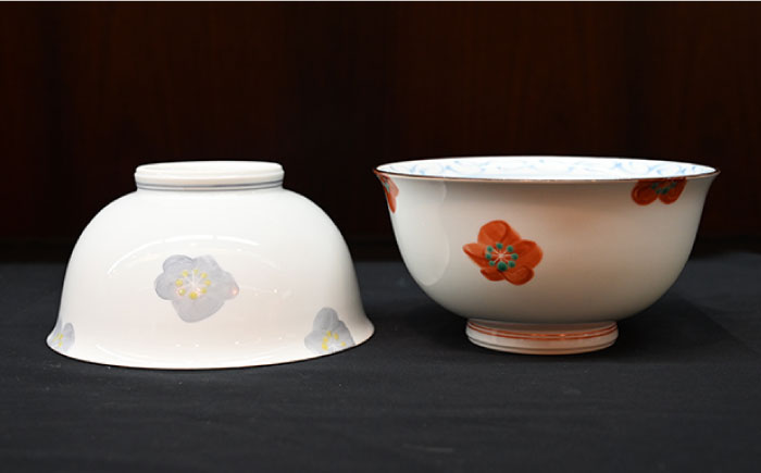 【波佐見焼】赤絵梅 どんぶり 丼 ペアセット【協立陶器】 [TC94]