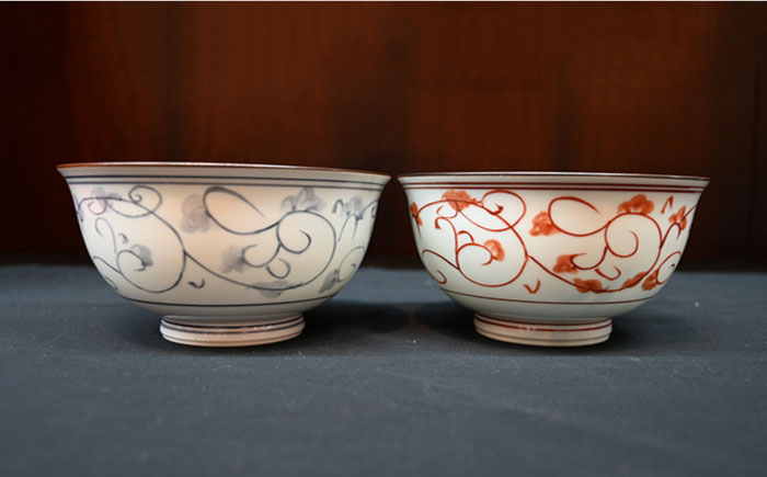 【波佐見焼】赤絵唐草 どんぶり 丼 ペアセット【協立陶器】 [TC95]