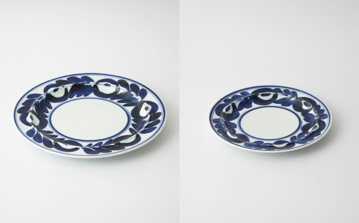 【波佐見焼】mawaribana プレート 大小4点セット ブルー×ブラウン【アイユー】 [UA52]