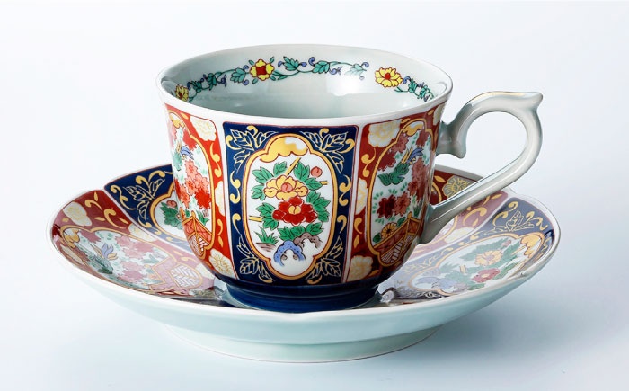 【波佐見焼】古伊万里鳳凰写絵 珈琲碗皿2客揃 食器 カップ 【不二商店】 [UC02]