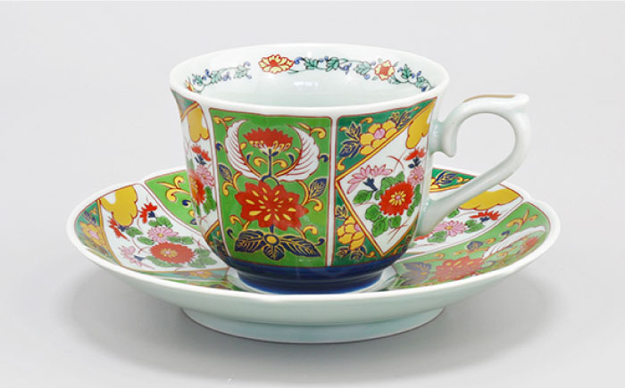 【波佐見焼】京友禅 珈琲碗皿三ツ組揃 食器 カップ 【不二商店】 [UC03]