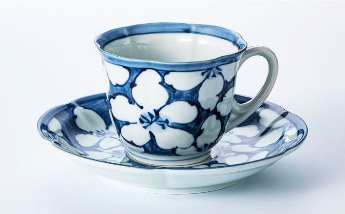 【波佐見焼】古伊万里青磁写絵珈琲碗皿5客揃 食器 カップ 【不二商店】 [UC08]