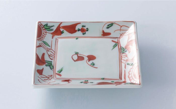 【波佐見焼】夢万歴草華紋 角皿 5客揃【不二商店】 [UC19]