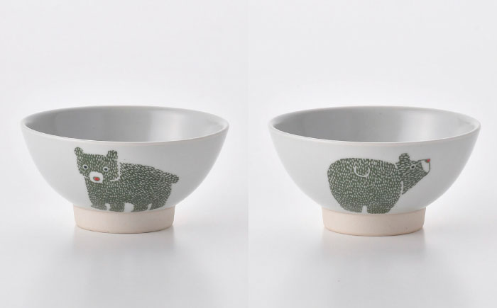 【波佐見焼】スタンプzoo! 茶碗 3個セット(はりねずみ・ベア・キャット) 【陶芸ゆたか】 [VA145]