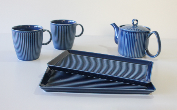 【波佐見焼】ポット ・ カップ ・ プレート 5点セット ブルー【陶芸ゆたか】 [VA96]