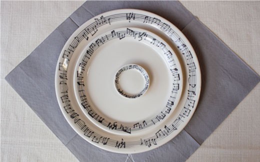 【波佐見焼】♪楽譜の器 音符の器5点セット♪ 小皿 大皿 そばちょこ 小鉢 カップ  食器 皿 【器工房den】 [WA04]