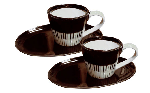 【波佐見焼】♪ピアノの器 ペア マグカップ ・ ソーサー 4点セット♪ 食器 皿 【器工房den】 [WA07]