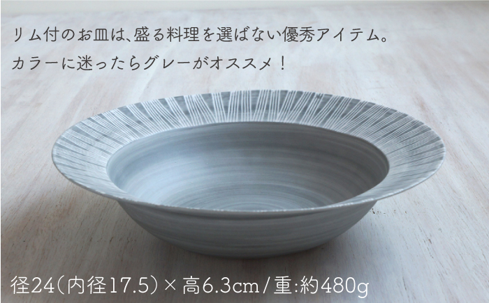 【波佐見焼】Shabby chic style ボウル 大2個セット ライトグレー パスタ皿 【和山】 [WB112]