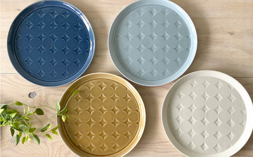 【波佐見焼】RONDE ワンプレート4色セット（バニラ・キャメル・うす瑠璃・グレー）【和山】 プレート 蕎麦猪口 カフェ [WB64]