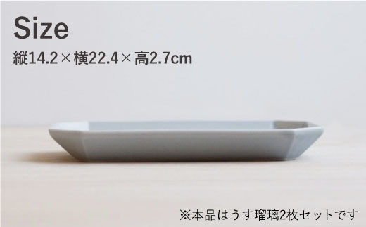 【波佐見焼】八角 プレート L うす瑠璃2枚セット 皿 食器 プレート 【和山】 [WB73]