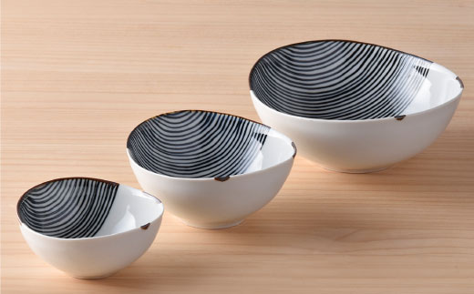 【波佐見焼】ハ－フラインシリ－ズ マルチ ボ－ル 大・中・小 3点セット 小皿 カレー皿 食器 食器 皿 【まるしん】 [WD07]