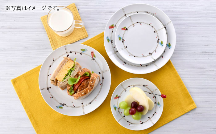 【波佐見焼】ことりの森 21cmプレート・15cmプレート 4点セット【まるしん】 [WD39]