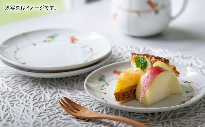 【波佐見焼】ことりの森 15cmプレート 3枚セット【まるしん】 [WD43]