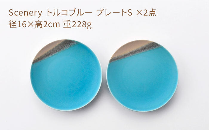 【波佐見焼】Scenery（シーナリー）トルコブルー プレート S（16cm）2枚セット　【光春窯】 [XD113]