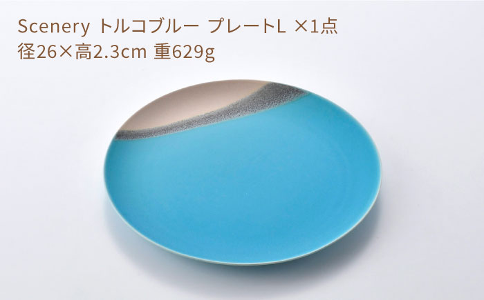 【波佐見焼】Scenery（シーナリー）トルコブルー プレート L（26cm） 1点　【光春窯】 [XD115]