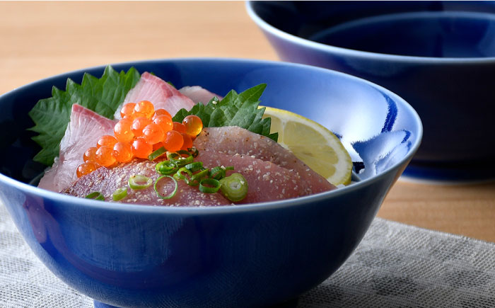 【波佐見焼】粋碗 どんぶり 茶碗 ブルー ペアセット【光春窯】 [XD65]