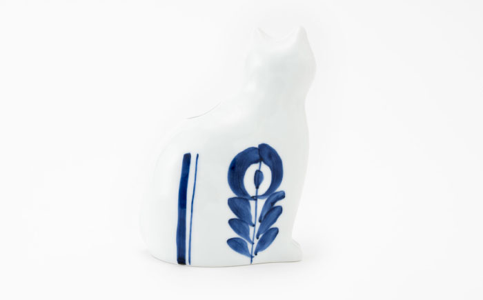 【波佐見焼】zen to ひがし ちか 花器「愛 編む 磁器猫」花猫 1点【中善】 [YE54]