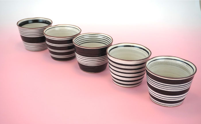 【波佐見焼】蕎麦猪口（マルチカップ）ボーダー そばちょこ 小鉢 陶器 【鐵山陶器】 [ZD10]