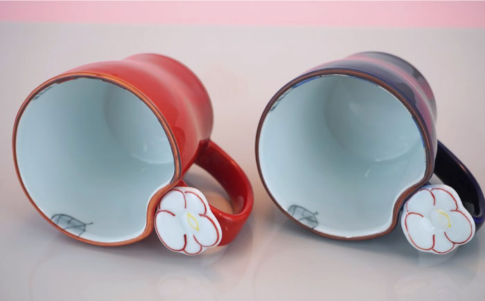 【波佐見焼】花絵蒔（はなえまき）ペア マグカップ スープマグ スープカップ 陶器【仙右エ門陶房】 [ZD17]