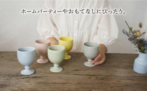 【波佐見焼】iroiro ゴブレット (ペールブルー×ペールグレー) ペアセット 2点【藍染窯】 [JC65]