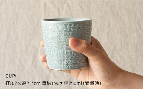 【波佐見焼】PATTERNED CUP ペア 2色セット squall gray ＋morning mist【BIRDS’ WORDS】 [CF027]