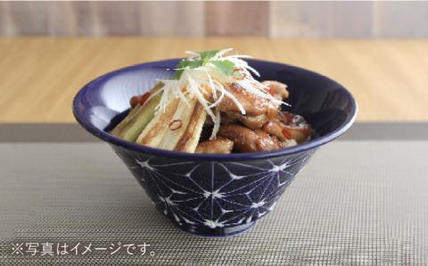 【波佐見焼】ホワイトライン麻 どんぶり マットブラック【翔芳窯】 [FE100]