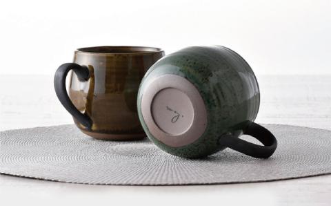 【波佐見焼】マグカップ 2色セット （織部・伊羅保）【ROXY】 [SB116]