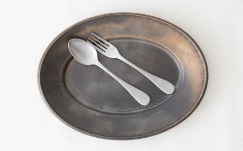 【波佐見焼】UTAGE オーバル プレート L ブラック ペアセット(2点)【藍染窯】 [JC54]