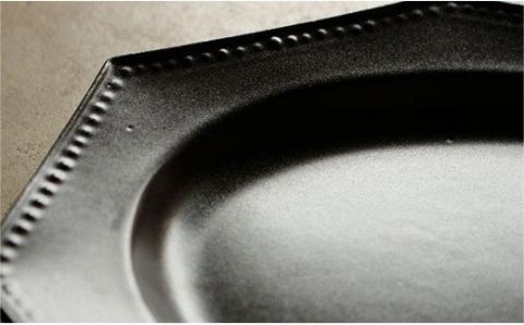 【波佐見焼】黒釉薬オクトゴナル長皿 5枚セット カレー皿 パスタ皿 食器【吉田健宗】 [RB06]