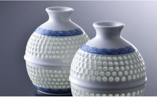 【波佐見焼】【特別な日に♪】水晶青海波 酒器 とっくり おちょこ セット【丹心窯】 [AB02]