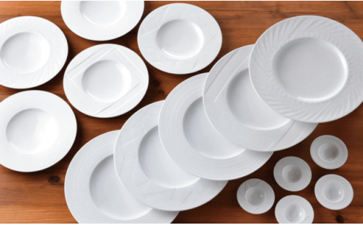 【波佐見焼】白磁手彫 マグカップ ボウル プレート 含む こだわり82点セット【一真窯】 [BB13]