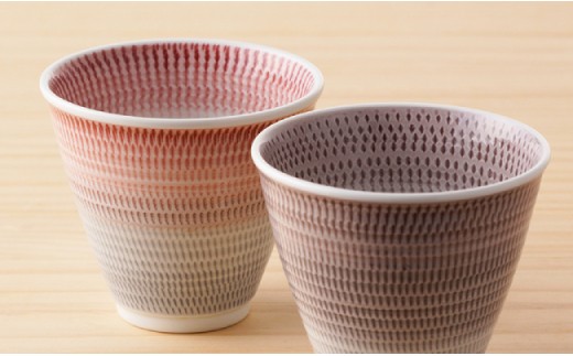 【波佐見焼】 色染流し 湯呑 2点セット 赤・ネズミ色 【一真陶苑】 [BB20]