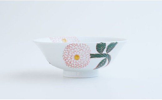 【波佐見焼】ダリア柄 マルチ碗 茶碗  ペアセット（小皿付）【勲山製陶】 [CD02]