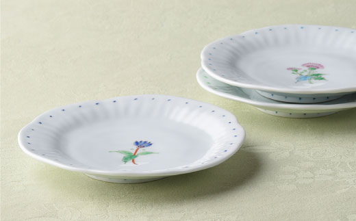 【波佐見焼】一つ花銘々皿 小皿 3枚セット【藍水】 [GB18]