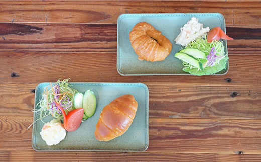 【波佐見焼】ブロンズ 長角皿 プレート 2枚セット ブルー【藍染窯】 [JC14]