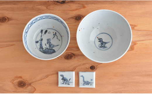 【波佐見焼】DINOSAUR 茶碗 ペアセット【studiowani】 [MB02]