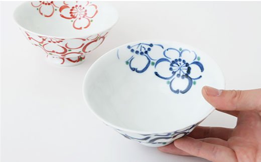 【波佐見焼】大輪桜 茶碗 湯呑み ペアセット【福田陶器店】 [PA153]