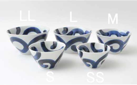 【波佐見焼】太唐草 丼 どんぶり セット 5サイズ 各2個ずつ【福田陶器店】 [PA29]