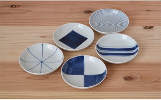 【波佐見焼】染付 3寸丸 小皿 5枚組【團陶器】 [PB11]