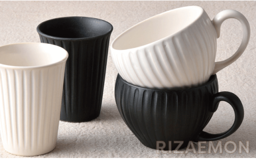 【波佐見焼】スタイリッシュな大人の器！玄鎬×白鎬ペアセット プレート スープカップ 食器【利左エ門窯】 [QB06]