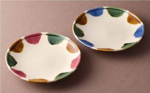 【波佐見焼】民芸彩り プレート ペア カレー皿 パスタ皿 食器 【利左エ門窯】 [QB27]