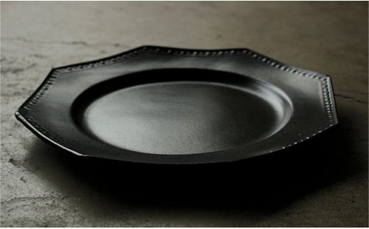 【波佐見焼】黒釉薬オクトゴナル皿（大・小）各2枚セット 大皿 小皿 取り皿【吉田健宗】 [RB01]