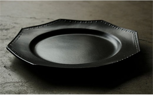 【波佐見焼】黒釉薬オクトゴナル皿（大・小）各5枚セット  大皿 小皿 取り皿 【吉田健宗】 [RB02]