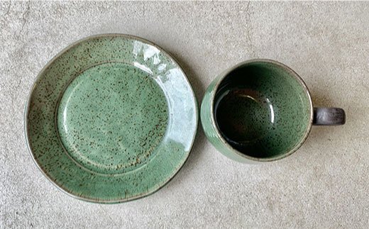 【波佐見焼】cocoa 織部（オリベ） マグカップ ・ プレート セット 皿 【ROXY】 [SB52]