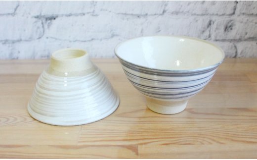 【波佐見焼】「Book'in Box」 粉引刷毛目 茶碗 ペアセット【陶芸ゆたか】 [VA20]