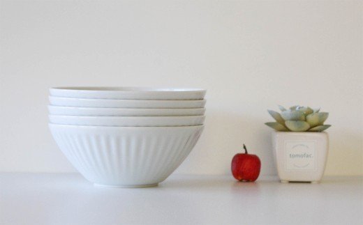 【波佐見焼】麻の葉シリーズ ボウル ホワイト M 5個セット【陶芸ゆたか】 [VA45]